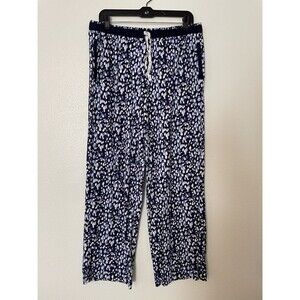 DKNY Medium Elastic Waist Brushed Jersey Pajama Pants Navy Blue Dot Lounge Sleep